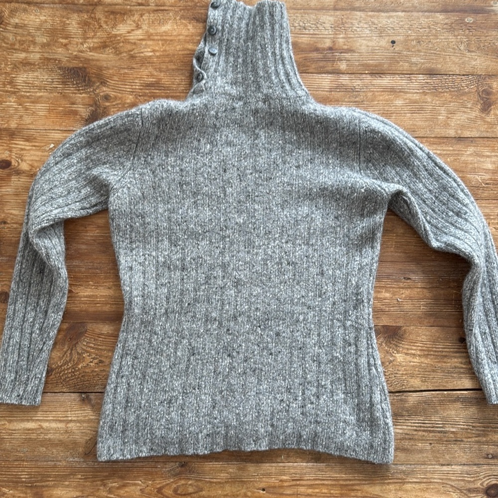 Valerie Stevens Separates Wool/Angora Button Turtleneck Gray Sweater WMs S/M EUC - Picture 2 of 9